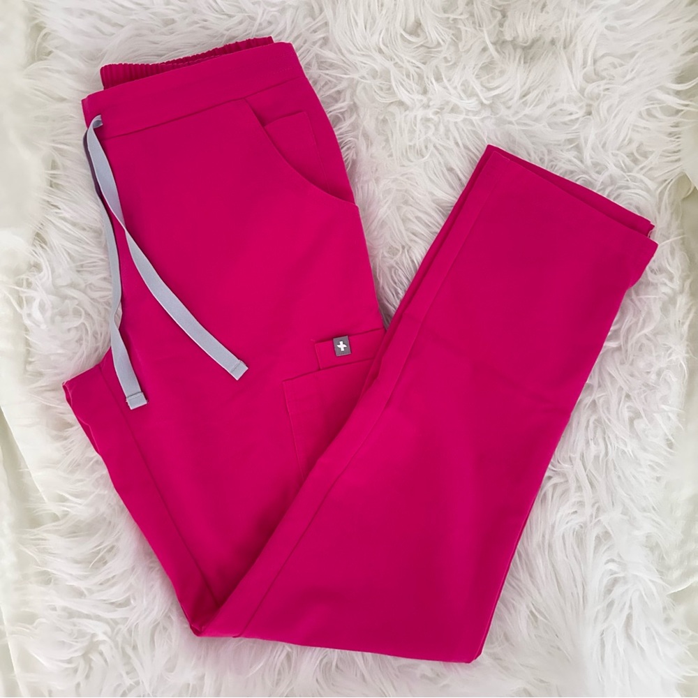 FIGS Yola Petite Skinny Scrub Pants Shocking Pink PXXS